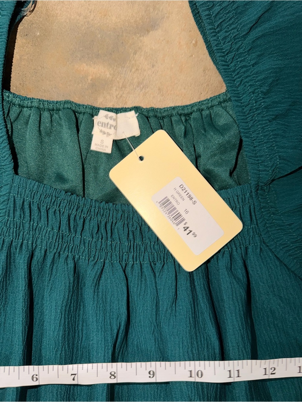 Entro Hunter Green Puff Sleeve Mini Dress NWT Small Boutique - Picture 5 of 9